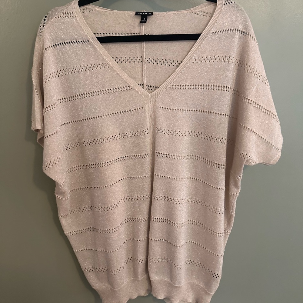 torrid Pale Pink V-Neck Open-Knit Sweater